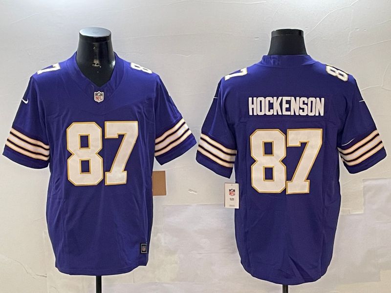 Men Minnesota Vikings #87 Hockenson Purple Throwback Three generation 2024 Nike Limited NFL Jersey style 1->minnesota vikings->NFL Jersey